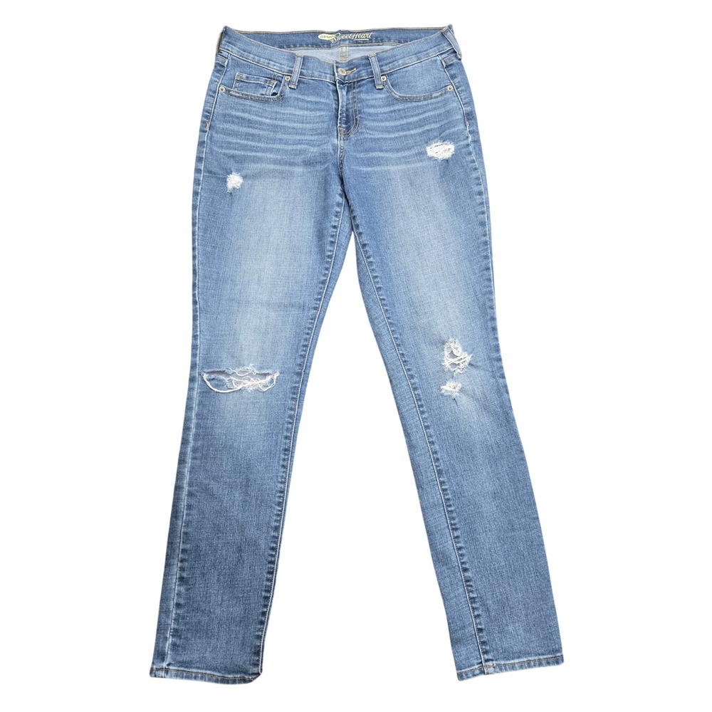 Old Navy Sweetheart Distressed Skinny Jeans Womens 4 Regular Medium‎ Wash Denim